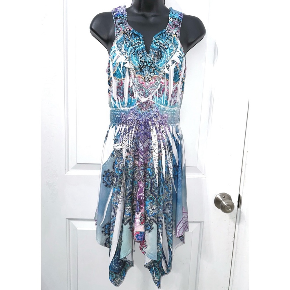 S-12, S-Twelve Blue & Purple dress with lots of embellished rhinestones